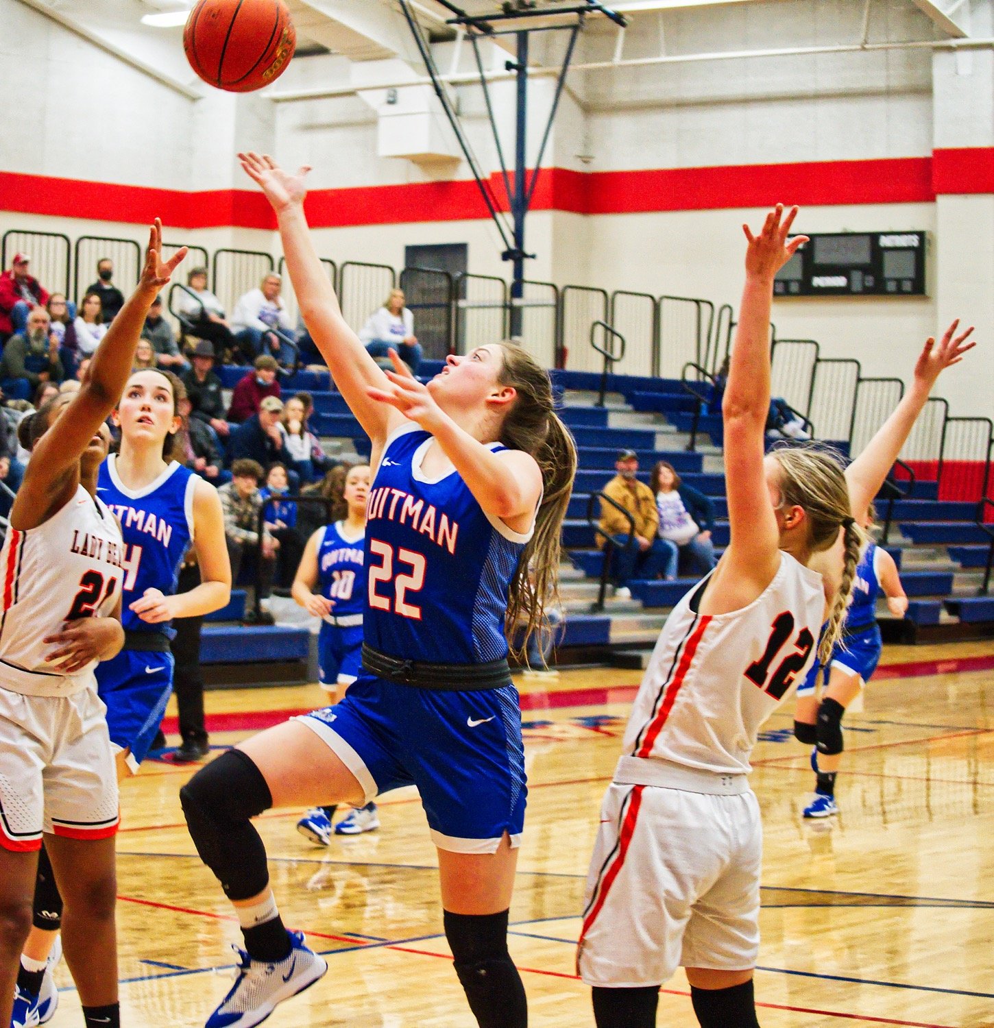Madyson Pence helps the ball to the bucket. Pence was selected for first team all-district.